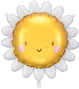 XXL Ballon Sonne Geburtstag Folienballon süße Sonne Luftballon Gänseblümchen Geschenk Kinder Kindergeburtstag Sommerfest Babyparty, mit Trinkhalm