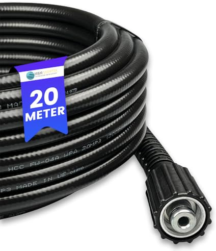 M&M Smartek Hochdruckschlauch 20m für Kärcher K-Serie, M22 IG | Stecknippel zur Pistole, Handverschraubung zum Gerät und robuster Knickschutz ermöglichen einen sicheren Anschluss.