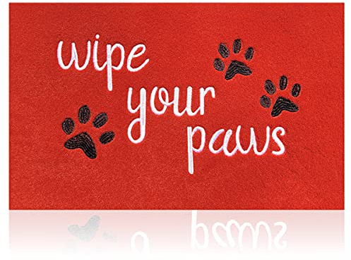 HLFMVWE Große Fußmatten für den Hauseingang, lustiger Text, Fußmatte, Fußmatte, Wischen Sie Ihre Pfoten, Willkommensmatte für Haustür, rutschfester Gummi für Hunde, 61 x 91 cm