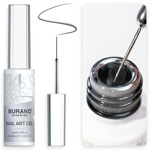 BURANO UV Nagellack, Holographic Metallisch Glitzer Chrome Nail Polish, Farben UV Lack für Nägel Nageldesign 8ml, Gel Liner Nail Art, French Gelnägel (LX32)