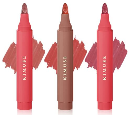 KIMUSE Lip Stain Tip Marker Set, Long Lasting Waterproof Smudgeproof Lip Liner Stain, Matte Natural Finish, All Day Wear Lip Color
