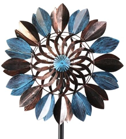 Spinner à Vent, 74,4 de Haut pour Jardin, Boule de Verre à énergie avec Moulin à Vent cinétique en métal pour extérieur, 1 mètre