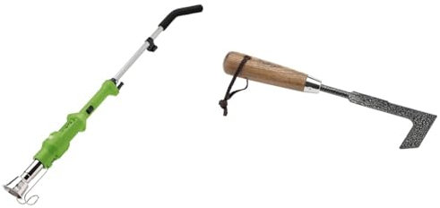 Draper 2000W Electric Weed Burner 68696-1.7m Cable Hot Air Garden Commercial Allotment Weed Control, Silver & 24935 Carbon Steel Heavy Duty Hand Patio Weeder with Ash Handle