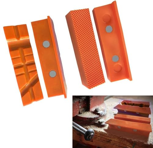 4 5'' 6''Vise Jaws for PADS, Magnetic Vise Jaw for PADS, Multi-Purpose Vise Jaw Protective Inserts For Metal Vise Bench Machine Tools(5inch orange)