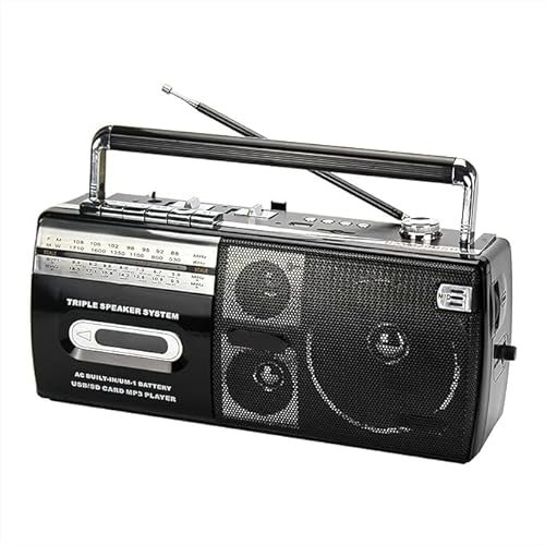 Retro Boombox, FM Radio Bluetooth Player Recorder, Retro Radio Cassette Player, Convert Cassettes To USB/SD, Portable Outdoor HiFi Speakers, Classic 80s Style Retro for Family Gathering Travel