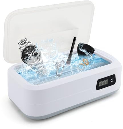Ultrasonic Jewellery Cleaner, 49000hz Glasses Cleaning Machine, 640ml Silver Jewellery Diamond Cleaner for Necklace Glasses Spectacle Earring Watch Denture