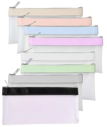 8 Pcs Geldtasche Banktasche, Dokumentenmappe A5, Dokumententasche mit Reißverschluss, Beutel Klein Wasserdicht, Geldscheine Aufbewahrung, Geldscheintasche Mini für Schule Business, 22,5x10,5cm