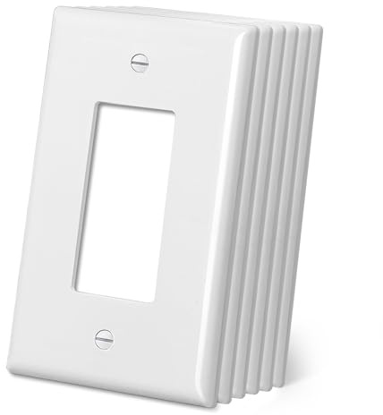 CML Jumbo Decorator Wall Plate, 6 Pack Oversized Electrical Outlet Receptacle Covers, 1-Gang White Switch Plates, Over-Size 3.5” x 5.5”, Impact Resistant, ETL Listed