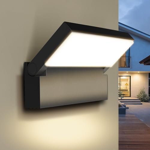 EBION Applique Da Parete Esterno, Lampade Luci Plafoniera Da Esterno LED Parete IP54 Impermeabile, Angolo Di Rotazione Di 90°, Per Giardino Balconi, Alluminio, 4000k, Antracite