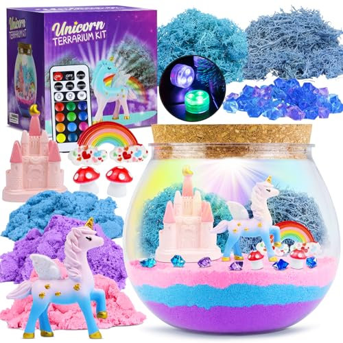 Einhorn Geschenke für Mädchen- Unicorn Terrarium Set Feengarten Bastelset, DIY Spielzeug für Kinder 4, 5, 6, 7-12 Jahren, Kreatives Neuartiges Geschenkideen Geburtstagsgeschenk Weihnachten.