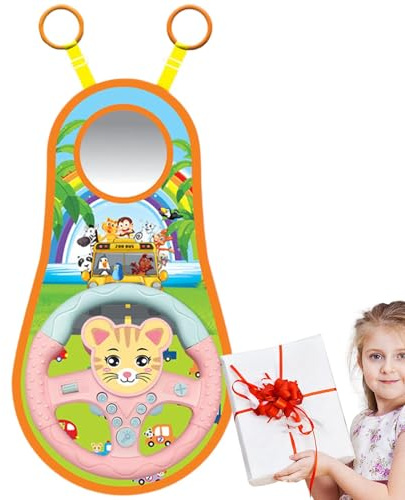 Genérico Volante para Asiento Trasero de Coche, Volante Giratorio de 360 Grados para Asiento de Coche de bebé - Juguete del Volante del Asiento de Coche con música, para niños de 144 a 36 Meses
