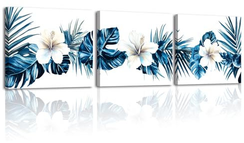 PIY PAINTING Arte Murale Su Tela Con Fiori, Quadro Naturale, Stampa Su Tela Di Foglie, Quadro Da Parete Per Camera Da Letto Ufficio Sala Riunioni Bagno Caffè, 30x30 cm 3 Pezzi