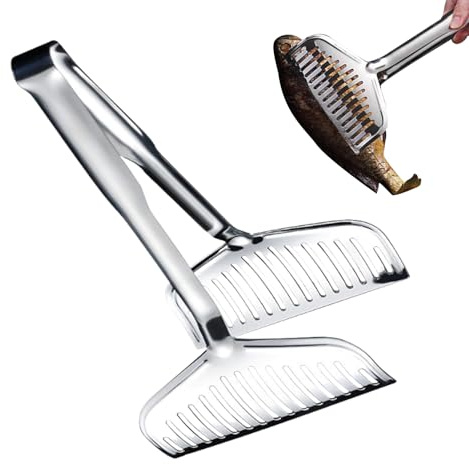 Pinza de cocción - de cocina de acero inoxidable, herramienta de agarre seguro | Herramienta de servicio a la parrilla a prueba de calor, ideal para la preparación de alimentos bistec de pan ba