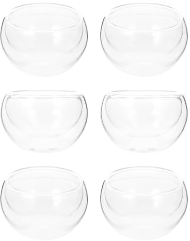 QianShi 6 tazas de té de vidrio de doble pared, tazas de café expreso, vasos transparentes, vasos de té, cristalería para beber bebidas, jugo y más (50 ml)