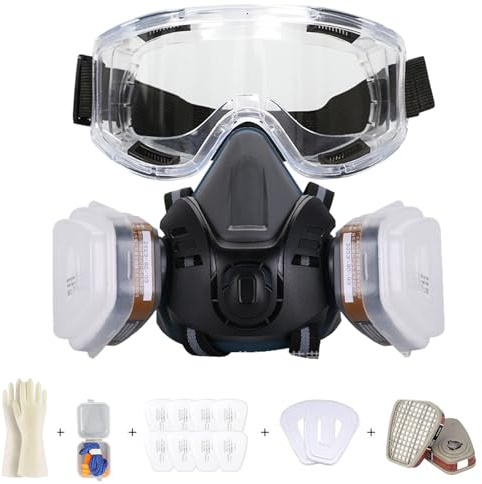 Masque à gaz complet - Masque de protection respiratoire - Masque de survie nucléaire et chimique avec filtre à charbon actif - Masque anti-poussière - Protection respiratoire contre les poussières