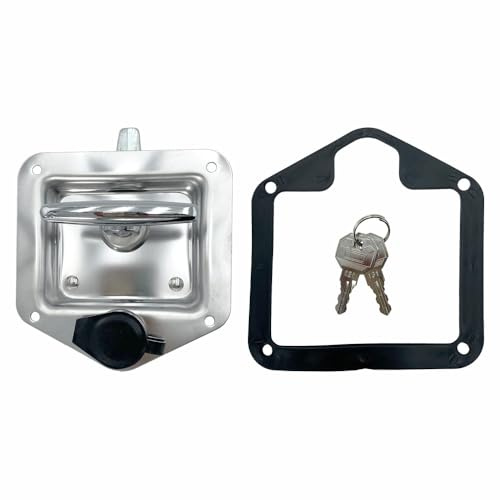 Verrou de boîte à outils en acier inoxydable 304 avec couvercle anti-poussière et clés, convient pour les boîtes à outils, les camping-cars, les camions et les portes de camion de pompiers