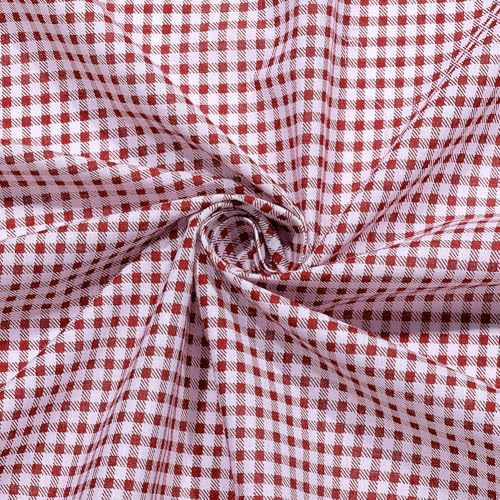 PH PandaHall Karierter Baumwollstoff 1.58m Breit Kariert Bedruckt Meterware Tartan Nähstoffe Für Valentinstag Hochzeit DIY Handwerk Kleidung Tischdecken Quilten Patchwork Taschen Heimdeko 1m Rot