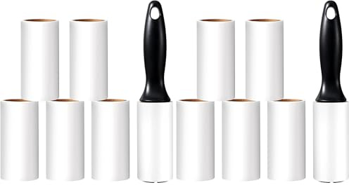 Vinabo lint roller, Pet Hair Roller, 1 Handle + 6 Refills, Adhesive Lint Roller for Clothes, Hair, Sofa, Bed, Cat and Dog Hair - 60/Roll (Pack of 2)