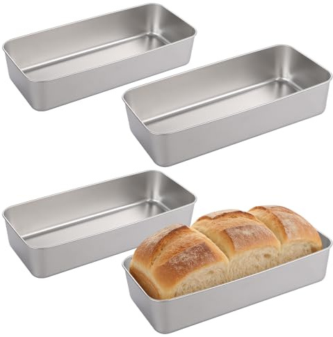 Ghligna 4PCS 3lb Loaf Tin, 33x15x6.7cm Bread Tins for Baking, Stainless Steel Bread Loaf Pan for Baking Banana Bread, Cake, Loaves, Meatloaf, Lasagna, Healthy & Durable, Easy Clean & Dishwasher Safe