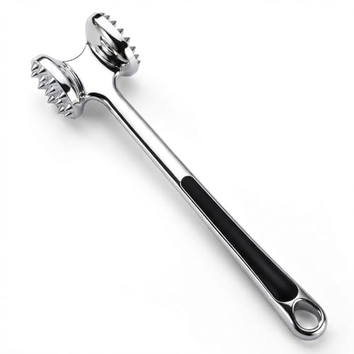 PNJB Meat Tenderizer Hammer, Dual-Sided, Stainless Steel, Spiked and Flat Heads, Ergonomic Design, Strong and Durable, Non-Slip Handle for, Chicken, Pork, and BBQ Preparation