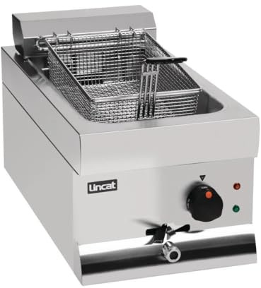 Lincat 3 kW Single Tank Single Basket Countertop Electric Fryer DF33, Stainless Steel, Oil Capacity: 9 Litre, Chip Output: up to 12 kg/hr, Deep Fat Fryer, 130 to 190C, Size: 335x300x600 mm, J536 | Single tank and single basket setup delivers a 12 kg/hr chip output with a wide 130 to 190C temperature range.