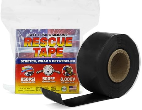 Bond It Rescue Tape, Self-Fusing Silicone for Emergency Plumbing, Pipe & Hose Repair, Electrical Insulation, Waterproof, 950PSI, Made in USA, 1 x 12', Black
