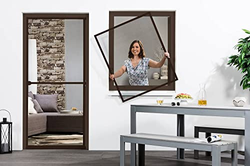 empasa Insektenschutz Fliegengitter Fenster START Fliegenschutz Alurahmen Mückengitter verschiedene Größen und Farben, Farbe:braun, Größe:100 x 120