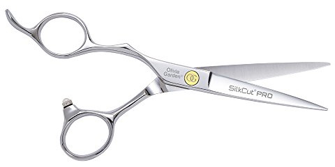 Olivia Garden SilkCut Pro Schere, 14,6 cm, Linkshänder, ultrascharfe, konvexe Stahlklingen, Scherenhülse im Lieferumfang enthalten