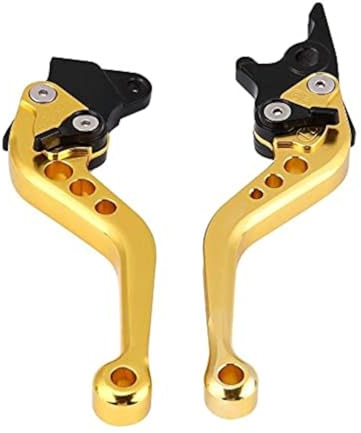 Duokon 1 Pair of 22mm 7/8 CNC Aluminum Motorcycle Clutch Lever Brake Handle Levers Universal Brake Lever Handle Double Disc Brake Master Cylinder Hydraulic(Yellow)