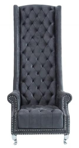 Casa Padrino Chesterfield Fåtölj med Hög Rygg Grå – Throne King Hög Rygg Fåtölj