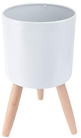 HEMOTON Boden-Blumentopf, Holz, 3 Füße, Sukkulenten, Blumen, Eisen, Kunst, Pflanzgefäß, freistehend, für Zuhause, Garten, Geschäft, Weiß