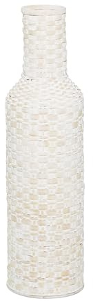 Vaso da terra alto intrecciato Deco 79 in legno di bambù, 9 x 9 x 30, bianco