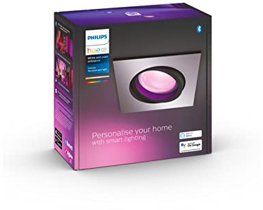 Philips Hue White & Color Ambiance Einbauspot aluminium Centura, 1er Pack, 230lm, eckig, dimmbar, 16 Mio. Farben, steuerbar via App, kompatibel mit Amazon Alexa (Echo, Echo Dot), alte Generation