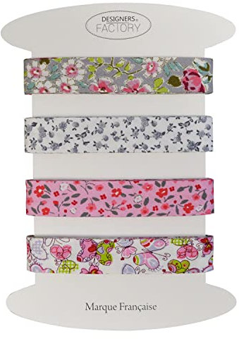 Set von 4 bedrucktes Baumwoll schrägband - Mehrere Farben erhältlich - Set von sehr guter Qualität - 2 Meter pro Farbe - 100% Baumwolle. (Set I)