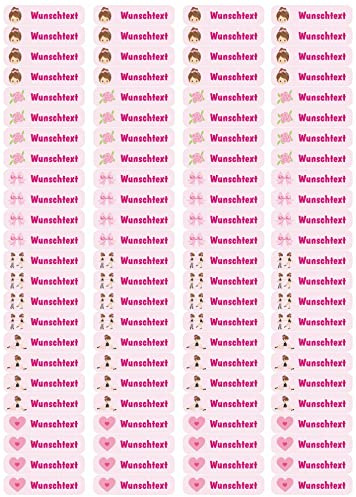 Samunshi® 96 personalisierte Namensaufkleber für Kinder 52x12 mm für Stifte Hefte Bücher Schulanfang Aufkleber Sticker Schule Kindergarten Ballerinas 96x 5,2x1,2cm Ballerinas
