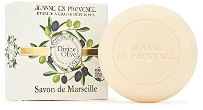 JEANNE EN PROVENCE - Savon Solide Corps & mains - Parfum Divine Olive - Nettoie, adoucit & Parfume - 95% d'Ingrédients d'Origine Naturelle - Fabriqué en France à Grasse - 100 gr