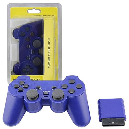 MANDO INALAMBRICO COMPATIBLE PARA SONY PLAY STATION 2 DUALSHOCK 2 PS2 PILAS AZUL