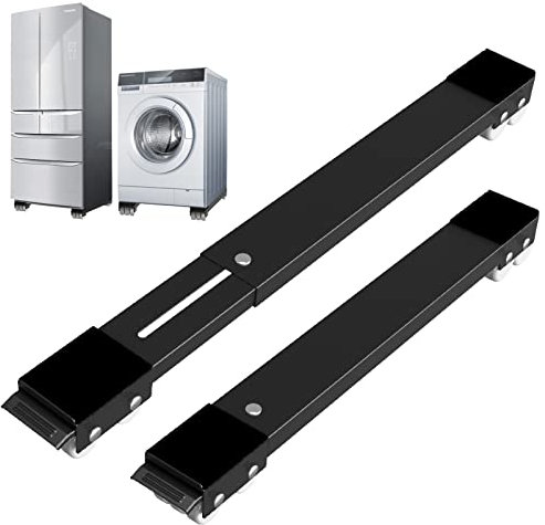 SOLEJAZZ Base de lavadora con freno, base ajustable móvil para lavadora, secadora, nevera, carga 300 kg, color negro