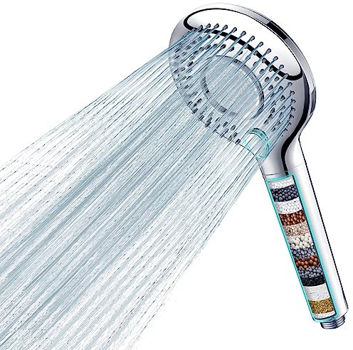 MEKO Alcachofa de Ducha con Filtro de 15 Pasos, Alcachofa Ducha Antical con Manguera de 1.5M, Filtro Ducha 3 Modos de Rociado Alcachofa Ducha de Alta Presión
