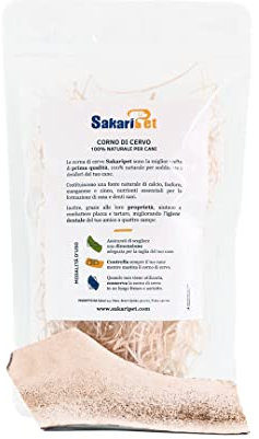 SAKARIPET | Corno di Cervo Sezionato, Masticativi per Cani, Osso di Cervo per Cuccioli e Cani Anziani, 100% Naturale, Cruelty Free, Regalo Gioco per Cane, Taglia XL (171-230 g)