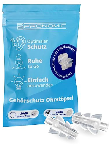 Pronomic E25 Gehörschutz Ohrstöpsel 25dB - Gehörschutz im Tannenbaum-Design - Weißer Filter mit 25 dB Dämpfung - Medium-Größe - Aus weichem Silikon - Inhalt: 2 Stück