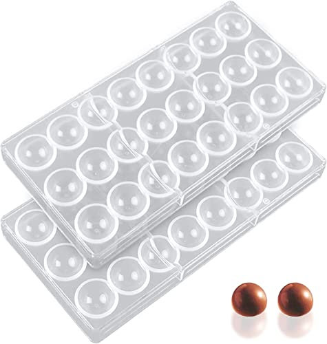 LATRAT Set di 2 stampi per cioccolatini, in policarbonato, trasparente, per torte, caramelle, 24 griglie