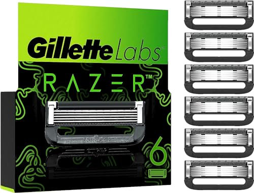 Gillette Labs Rasierklingen, 6 Ersatzklingen für Nassrasierer Herren und Heated Razor mit Reinigungs-Element, Razer Limited Edition