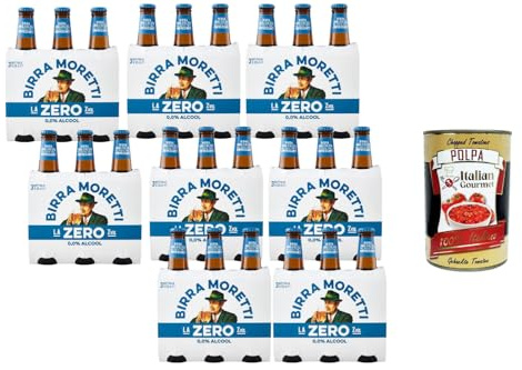 Italian Gourmet Bundle - Cerveza sin alcohol (24 x 33 cl + Italian Gourmet Polpa, cerveza italiana 0,0% alcohol, La Zero, refrescante, aperitivo y reservas 7,92 L)