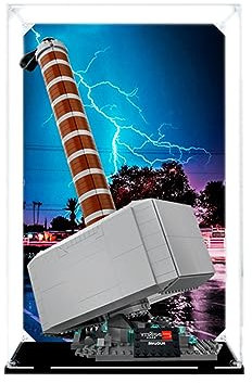 Acryl-Vitrine für Lego Marvel Thor Hammer 76209, Schaukasten, schützen und dekorieren, Modell mit staubdichter Aufbewahrung, Geschenk für Sammlerstücke (Hintergrund A)