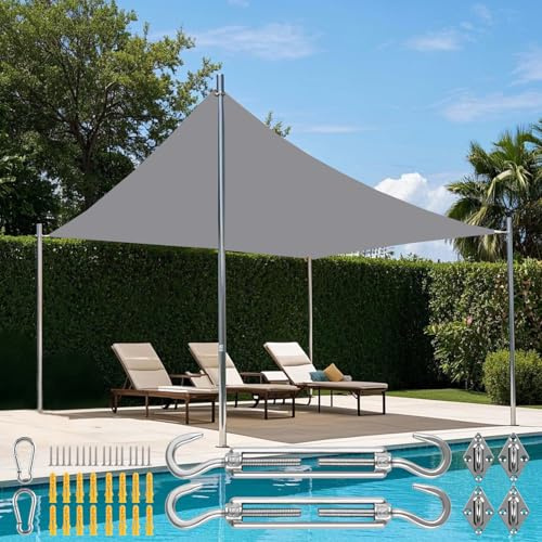 NAKIHOUSE Sonnensegel Wasserdicht mit Befestigungs Kit, 4 x 5 m UV Schutz Sonnenschutz Segel für Garten, Balkon & Terrasse (Hellgrau)