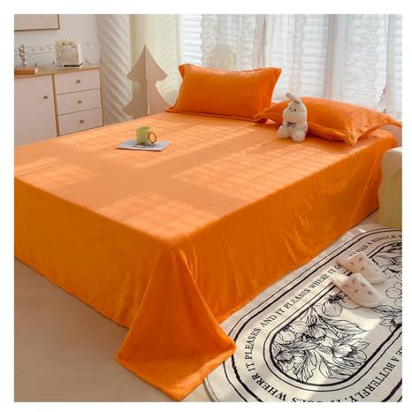 Flausch Bettlaken Haushaltstuch ohne Gummizug Betttuch ohne Gummi Mikrofaser Laken Leintuch Haustuch viele Größen und Farben (Color : Orange, Size : 200x230cm)