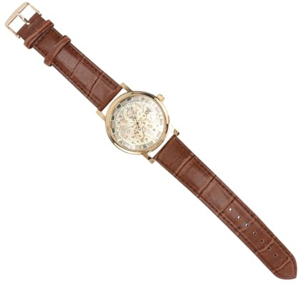 PACKOVE Automatic Mechanical Wrist Watch Pu Band Stainless Steel Precision Movement Casual Business Use Not for Swimming Diving
