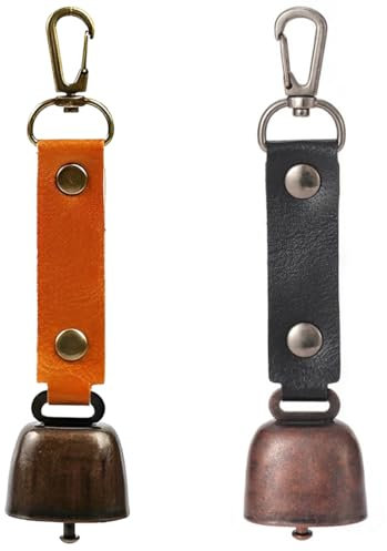 Teegxddy 2 Stück Metall Kuhglocke，Magnetischer Schalldämpfer Glocke Klein，Vintage Mini Kuhglocke Anti Verlust Glocke für Haustiere Dekorationen für Outdoor-Wanderungen, Rucksack-Anhänger, Tierhalsbä