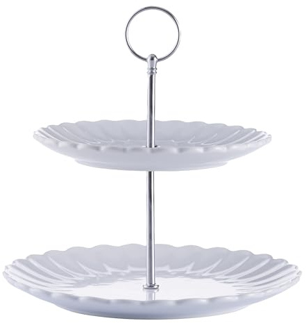 Price & Kensington Présentoir à gâteaux Luxe 2 étages Blanc